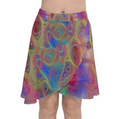 Boho Tie Dye Rainbow Chiffon Wrap Front Skirt by SpinnyChairDesigns