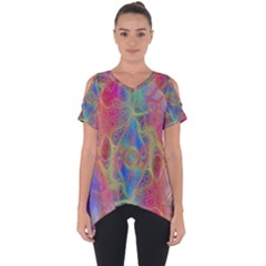 Boho Tie Dye Rainbow Cut Out Side Drop Tee by SpinnyChairDesigns