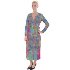 Boho Tie Dye Rainbow Velvet Maxi Wrap Dress by SpinnyChairDesigns