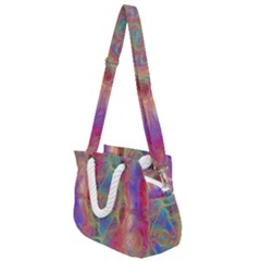 Boho Tie Dye Rainbow Rope Handles Shoulder Strap Bag by SpinnyChairDesigns