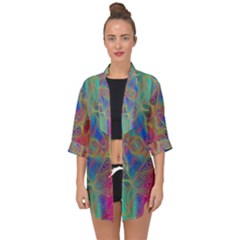 Boho Tie Dye Rainbow Open Front Chiffon Kimono by SpinnyChairDesigns