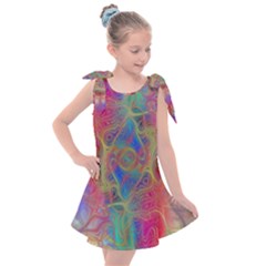 Boho Tie Dye Rainbow Kids  Tie Up Tunic Dress by SpinnyChairDesigns