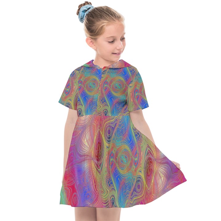 Boho Tie Dye Rainbow Kids  Sailor Dress