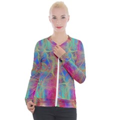 Boho Tie Dye Rainbow Casual Zip Up Jacket by SpinnyChairDesigns