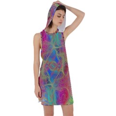 Boho Tie Dye Rainbow Racer Back Hoodie Dress