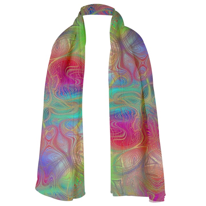 Boho Tie Dye Rainbow Long Sheer Chiffon Scarf 