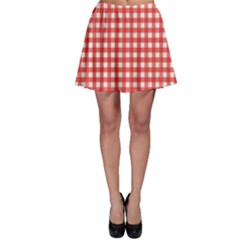 Red White Gingham Plaid Skater Skirt by SpinnyChairDesigns