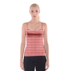 Red White Gingham Plaid Spaghetti Strap Top by SpinnyChairDesigns