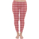 Red White Gingham Plaid Classic Winter Leggings View1