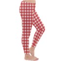 Red White Gingham Plaid Classic Winter Leggings View3