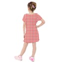 Red White Gingham Plaid Kids  Short Sleeve Velvet Dress View2