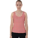 Red White Gingham Plaid Velvet Tank Top View1