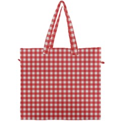 Red White Gingham Plaid Canvas Travel Bag by SpinnyChairDesigns