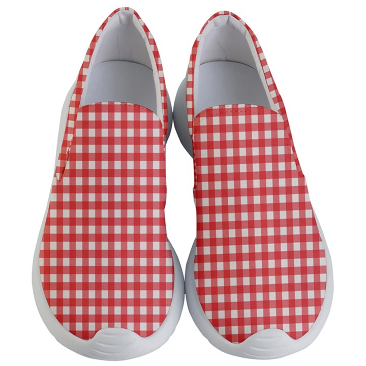 Red White Gingham Plaid Women s Lightweight Slip Ons