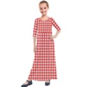 Red White Gingham Plaid Kids  Quarter Sleeve Maxi Dress View1