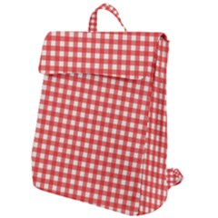 Red White Gingham Plaid Flap Top Backpack by SpinnyChairDesigns