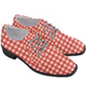 Red White Gingham Plaid Women Heeled Oxford Shoes View3