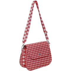 Red White Gingham Plaid Saddle Handbag by SpinnyChairDesigns