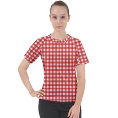 Red White Gingham Plaid Women s Sport Raglan Tee