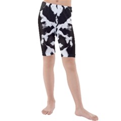 Rorschach Ink Blot Pattern Kids  Mid Length Swim Shorts by SpinnyChairDesigns