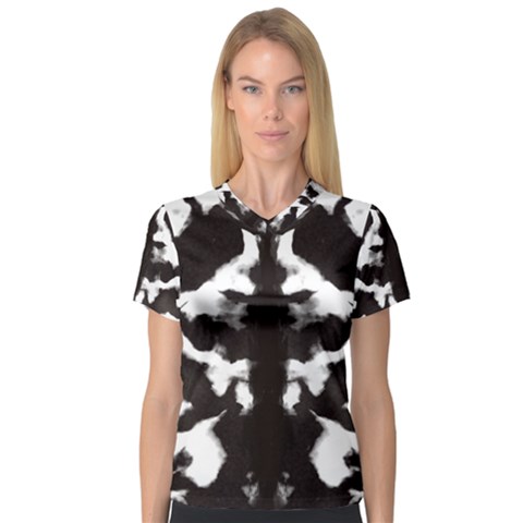 Rorschach Ink Blot Pattern V-neck Sport Mesh Tee by SpinnyChairDesigns