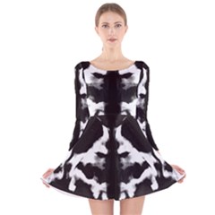 Rorschach Ink Blot Pattern Long Sleeve Velvet Skater Dress by SpinnyChairDesigns