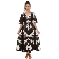 Rorschach Ink Blot Pattern Kimono Sleeve Boho Dress by SpinnyChairDesigns