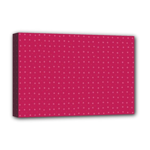 Rose Pink Color Polka Dots Deluxe Canvas 18  X 12  (stretched) by SpinnyChairDesigns