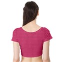 Rose Pink Color Polka Dots Short Sleeve Crop Top View2