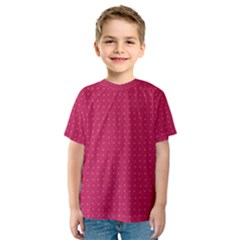 Rose Pink Color Polka Dots Kids  Sport Mesh Tee