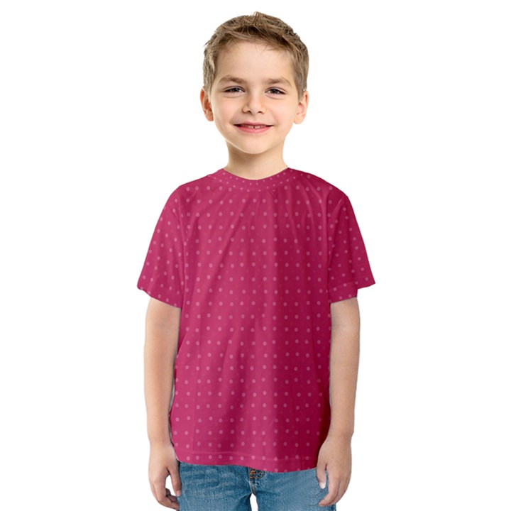 Rose Pink Color Polka Dots Kids  Sport Mesh Tee