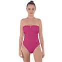 Rose Pink Color Polka Dots Tie Back One Piece Swimsuit View1