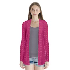 Rose Pink Color Polka Dots Drape Collar Cardigan by SpinnyChairDesigns