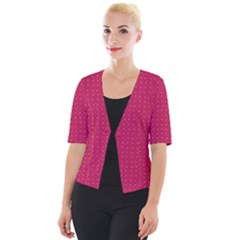 Rose Pink Color Polka Dots Cropped Button Cardigan by SpinnyChairDesigns