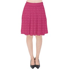 Rose Pink Color Polka Dots Velvet High Waist Skirt by SpinnyChairDesigns