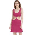 Rose Pink Color Polka Dots Velvet Cutout Dress View1