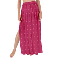 Rose Pink Color Polka Dots Maxi Chiffon Tie-up Sarong by SpinnyChairDesigns