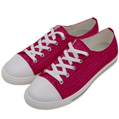 Rose Pink Color Polka Dots Women s Low Top Canvas Sneakers by SpinnyChairDesigns