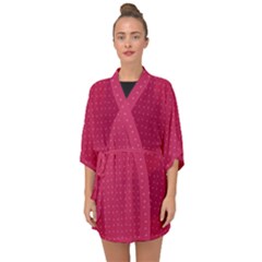 Rose Pink Color Polka Dots Half Sleeve Chiffon Kimono by SpinnyChairDesigns