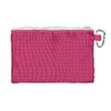 Rose Pink Color Polka Dots Canvas Cosmetic Bag (Large) View2