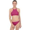 Rose Pink Color Polka Dots Racer Front Bikini Set View1