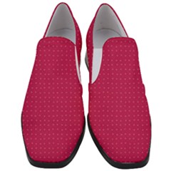 Rose Pink Color Polka Dots Women Slip On Heel Loafers by SpinnyChairDesigns