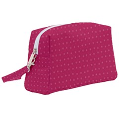 Rose Pink Color Polka Dots Wristlet Pouch Bag (large) by SpinnyChairDesigns