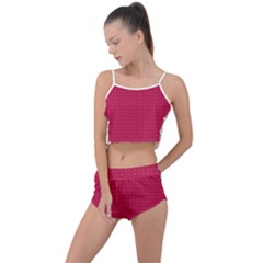 Rose Pink Color Polka Dots Summer Cropped Co-ord Set by SpinnyChairDesigns