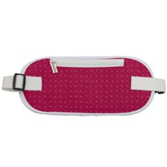 Rose Pink Color Polka Dots Rounded Waist Pouch by SpinnyChairDesigns