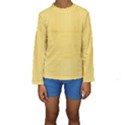 Saffron Yellow Color Stripes Kids  Long Sleeve Swimwear View1