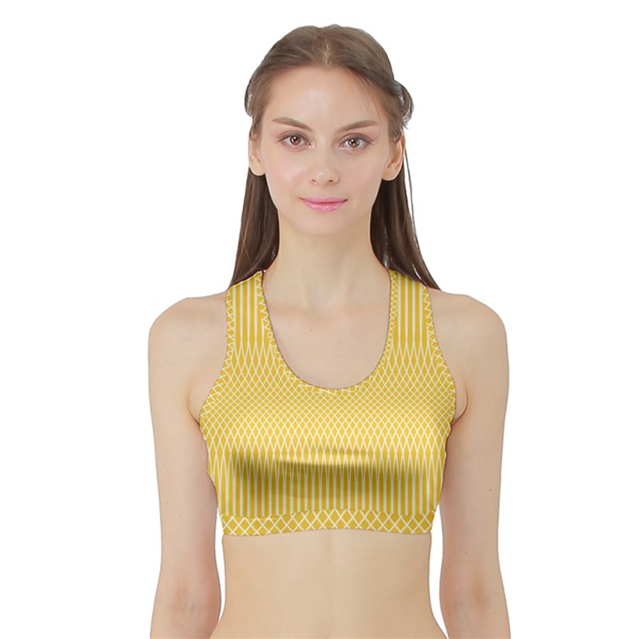 Saffron Yellow Color Stripes Sports Bra with Border