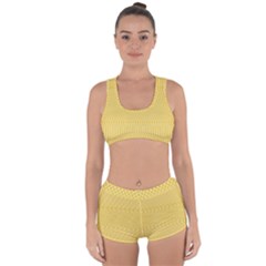 Saffron Yellow Color Stripes Racerback Boyleg Bikini Set by SpinnyChairDesigns