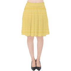 Saffron Yellow Color Stripes Velvet High Waist Skirt by SpinnyChairDesigns