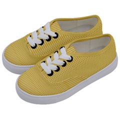 Saffron Yellow Color Stripes Kids  Classic Low Top Sneakers by SpinnyChairDesigns